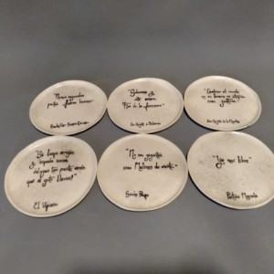 7 platos de postre cerámica quijote clases de cerámica